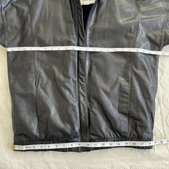 Wilsons Vintage 80's Women's Black Leather Moto Jacket Embossed Croc Size Small - Picture 5 of 16